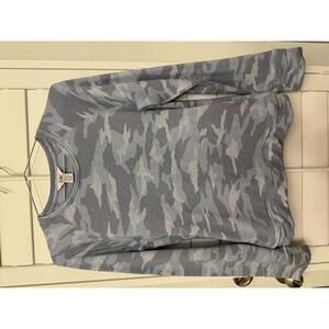 Athleta Girl Warm Up Printed Sweatshirt in a blue camouflage pattern size XL